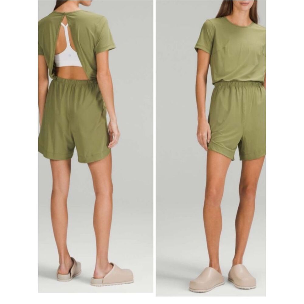 lululemon athletica Olive Green Romper with cut out back - Size 6